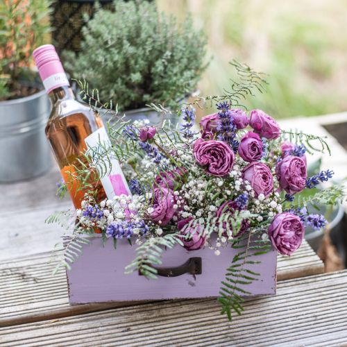 kohteita Istutuskoneen koristelaatikko Shabby Chic Wood Purple 25×13×8cm