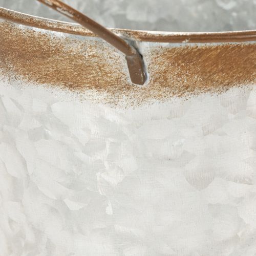 kohteita Metallinen istutusastia, kukkamalja, ruukku hopeanvärisillä kahvoilla, sään kuluttama teräsviimeistely, Ø18cm K20cm