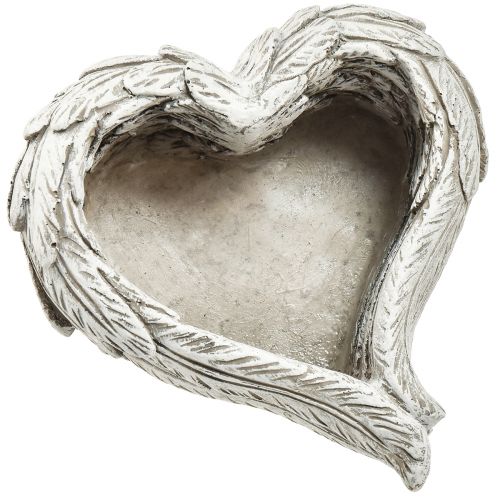 Floristik24 Kasvisydänhöyhenet valettu kivisydän harmaa valkoinen 13×12×6cm 2kpl