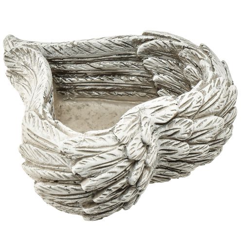 Kasvisydänhöyhenet valettu kivisydän harmaa valkoinen 13×12×6cm 2kpl | Floristik24.fi