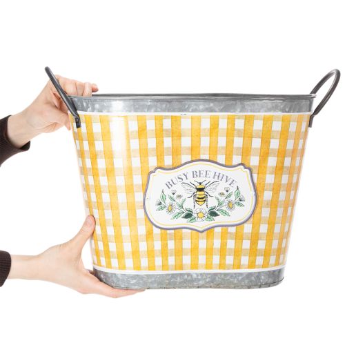 kohteita Soikea ruukku mehiläisaiheella, ruutukuvio, kesäkoriste, istutusastia, 38 × 24 × 29 cm