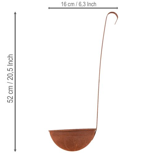 kohteita Riippuva ruukku, keittiökoriste, kauha, ruosteenvärinen viimeistely, Ø16,5 cm, 2 kpl