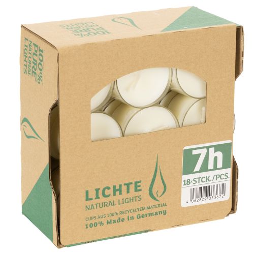 kohteita PURE Nature Lights -tuikkukynttilät, rypsivahaa, luonnollinen, paloaika 7 tuntia, 18 kpl
