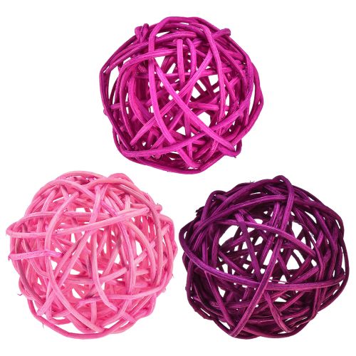 kohteita Rottinkipallot vaaleanpunainen pinkki violetti lajitelma rottinki Ø5cm 24 kpl