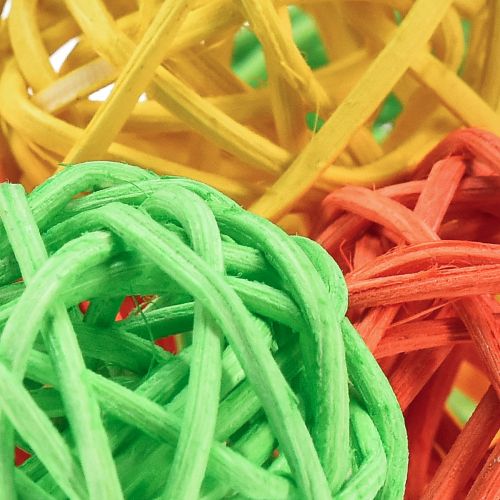 Floristik24 Rottinkipallo oranssi keltainen vihreä rottinkipallo Ø3cm 30 kpl