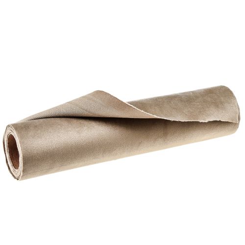 kohteita Velvet pöytäjalka beige, 28×270cm - Tyylikäs pöytätelineen koristekangas juhlakoristukseen