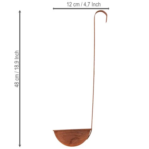 kohteita Istutuskulho, koristeellinen kauha, ruosteenvärinen viimeistely, Ø12cm, 3 kpl