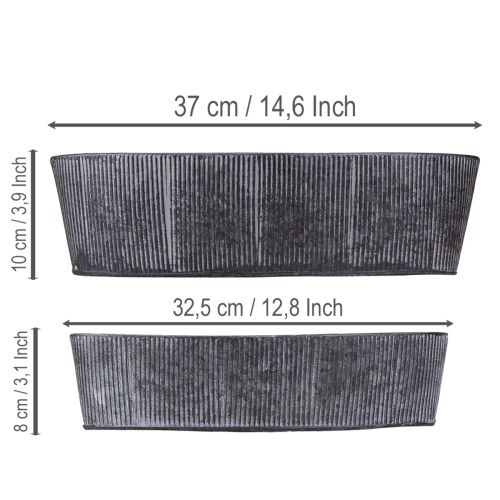 kohteita Soikea metallikulho, mustaharmaa, vintage-tyyli, 32,5/37 cm, 2 kpl.