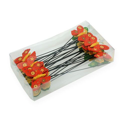 Floristik24 Värikkäitä perhosia kepissä 7cm 24kpl