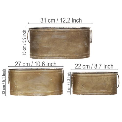 Metalliset kukkaruukut ja -astiat, vintage retro tyyli, P 22,5cm/27cm/31cm | Floristik24.fi