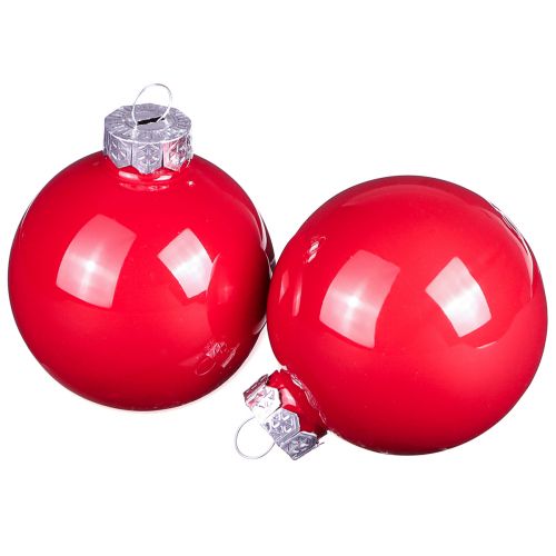 Joulupallot punaiset puupallot lasikiilto Ø6cm 24 kpl