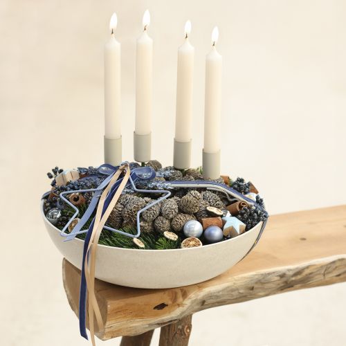 kohteita Metallinen kynttilänjalka varressa, beige, korkeus 11 cm, 4 kpl