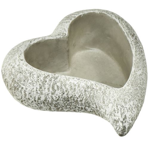 Floristik24 Valettu kivi sydänkasvikulho kasvisydän harmaa valkoinen 19×19×7cm