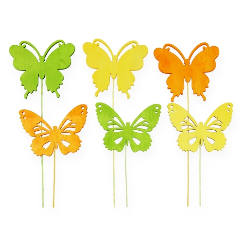 Floristik24 Koristeelliset perhoset langalla 3-värinen 8cm 18kpl