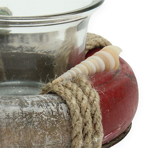 Floristik24 Lämpökynttilänjalka pelastusrengas valkoinen, punainen Ø8,5cm