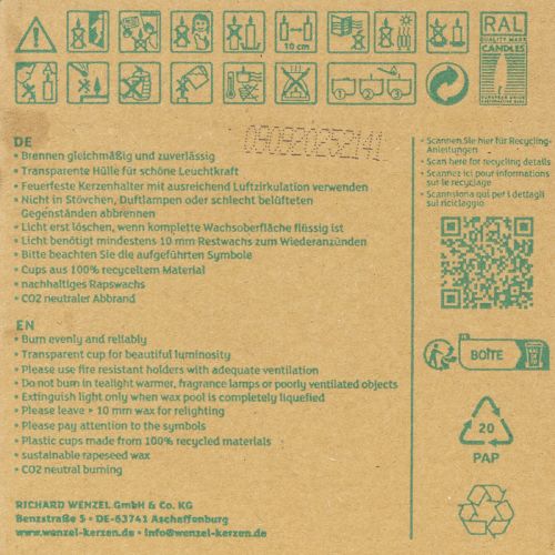 kohteita Pure Nature Lights -tuikkukynttilät, 10 tunnin paloaika, rypsivahakynttilöitä, 8 kpl