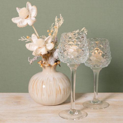 kohteita Tuikkukynttiläpidike lasikartiolla jalustalla K19.5/22.5cm 2 kpl setti