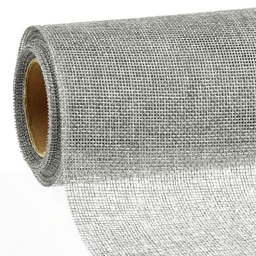 kohteita Pöytälista harmaa juutilla, koristekangas 29×450cm - Tyylikäs pöytäjalka juhlapöydän koristeluun