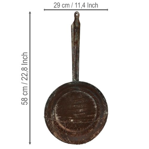 kohteita Metallinen seinäkoriste, koristekori, ruosteenvärinen koristepannu, ruskea, K58cm
