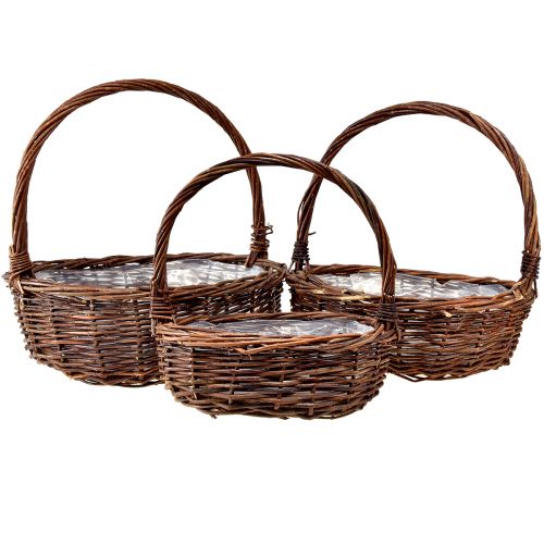 kohteita Maalaismainen pajukorisarja kahvoilla - 3 kokoa (36 cm, 31 cm, 26 cm) - Monipuolinen säilytys ja koristelu - 3 kpl sarja