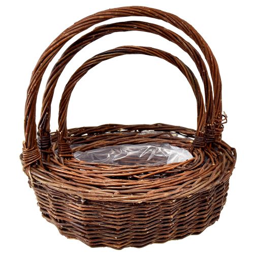 kohteita Maalaismainen pajukorisarja kahvoilla - 3 kokoa (36 cm, 31 cm, 26 cm) - Monipuolinen säilytys ja koristelu - 3 kpl sarja