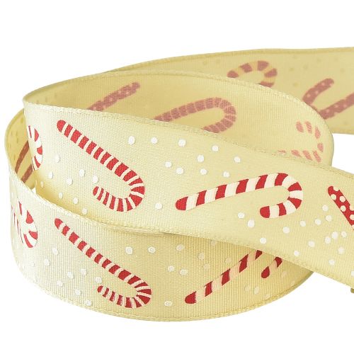 kohteita Joulunauha karamellikeppoilla lahjanauha beige 25mm 15m
