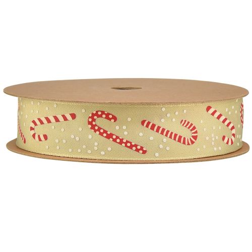 kohteita Joulunauha karamellikeppoilla lahjanauha beige 25mm 15m