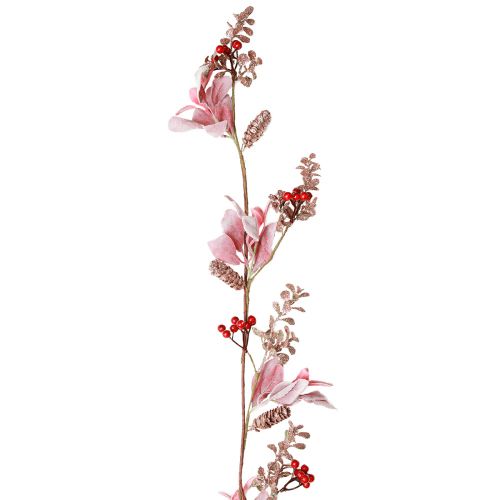 kohteita Jouluseppeleen marjanoksa käpyillä punaisen pinkki 130cm