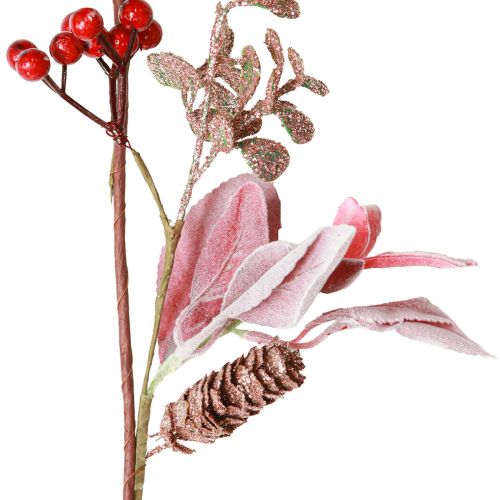 kohteita Jouluseppeleen marjanoksa käpyillä punaisen pinkki 130cm