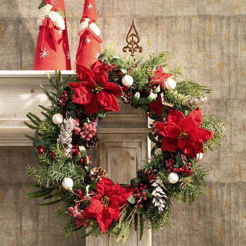 Floristik24 Joulutähti kimppu punaista samettia 35cm