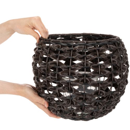 Punottu tuikkukuppi, musta ja ruskea, kesäkoriste, Ø31cm, korkeus 25cm | Floristik24.fi