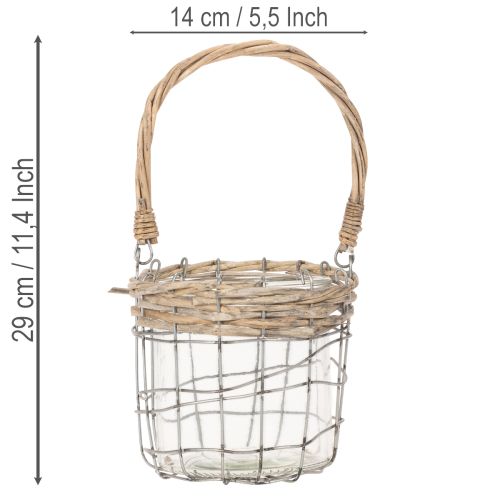 Riippuva lyhty, lasia, metallia, pajua, Ø14,5 cm, 2 kpl | Floristik24.fi