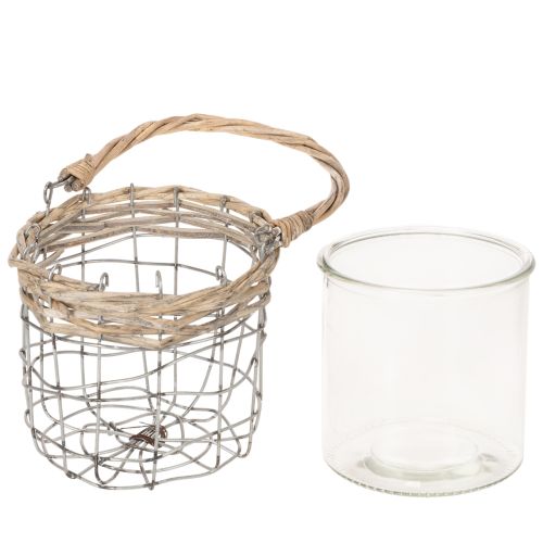 Riippuva lyhty, lasia, metallia, pajua, Ø14,5 cm, 2 kpl | Floristik24.fi