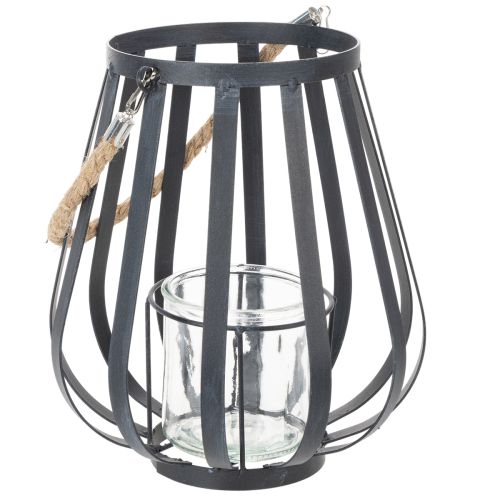 Metallilyhty lasilla, antrasiitti, Ø23cm, K27cm | Floristik24.fi