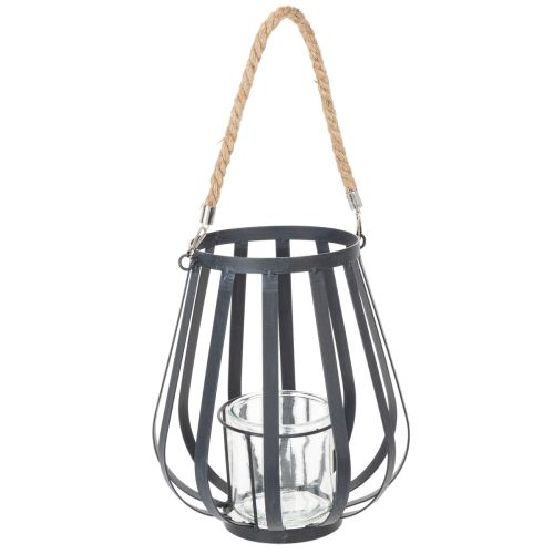 Metallilyhty lasilla, antrasiitti, Ø23cm, K27cm