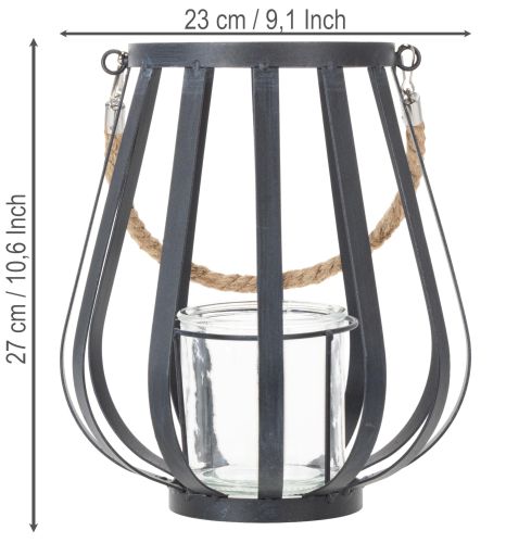 kohteita Metallilyhty lasilla, antrasiitti, Ø23cm, K27cm
