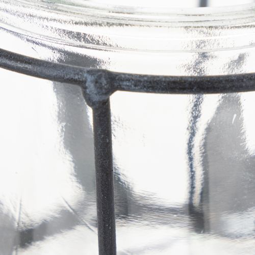 Metallilyhty lasilla, antrasiitti, Ø23cm, K27cm | Floristik24.fi