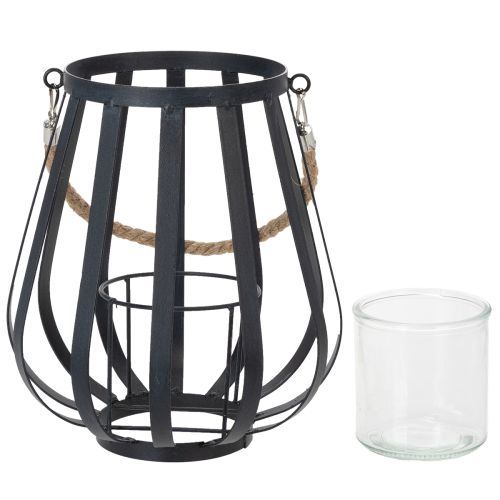 kohteita Metallilyhty lasilla, antrasiitti, Ø23cm, K27cm