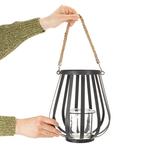 kohteita Metallilyhty lasilla, antrasiitti, Ø23cm, K27cm