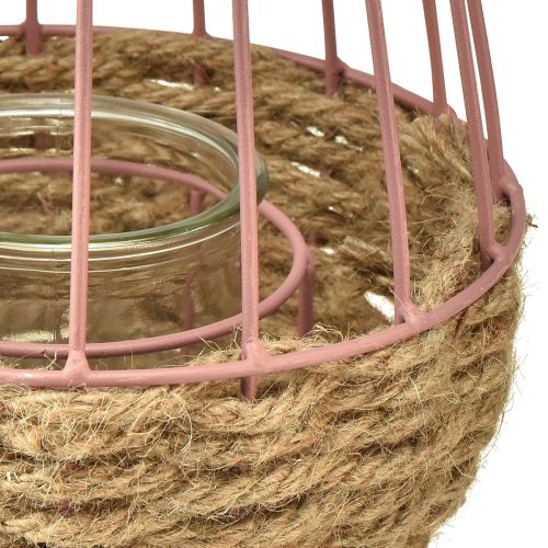 kohteita Lyhty kahvalla ja kynttilän lasilla vaaleanpunainen luonnollinen Ø18cm H22cm