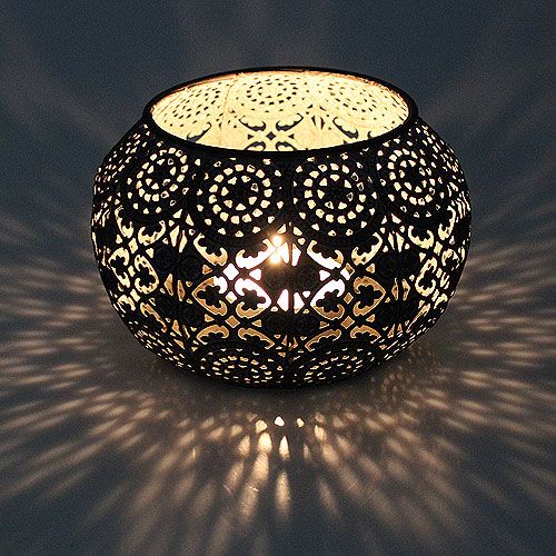 Floristik24 Metallinen lyhty hopea itämainen Ø17.5cm H12cm