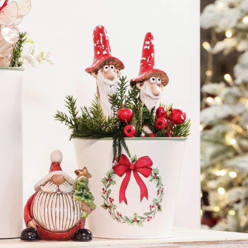 Kääpiöhahmo irrotettavaksi, pitkällä parralla ja sienihatulla, koriste, 17 cm, 2 kpl | Floristik24.fi