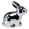 Floristik24 Rabbit Silver Istuva Keraaminen Metal Look 8,5cm 3kpl