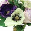 Floristik24 Kukkakimppu anemoneilla ja ruusuilla violetti, kerma 30cm