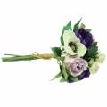 Floristik24 Kukkakimppu anemoneilla ja ruusuilla violetti, kerma 30cm