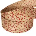 Koristeelliset nauhan oksat punaisilla kimallemarjoilla, 40 mm x 15 m | Floristik24.fi