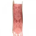 Floristik24 Antiikki vaaleanpunainen pitsinauha, koristenauha, vintage-sisustus, koristenauha, hääkoristelu W25mm L15m