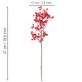 Keinotekoinen orjanlaakerin oksa punaisilla marjoilla, koristeellinen oksa maljakoihin, 47 cm, 3 kpl | Floristik24.fi