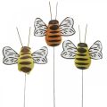 Floristik24 Bee on lanka, kukkatulpat, deco mehiläiset, kevätoranssi, keltainen W4,5cm 24kpl