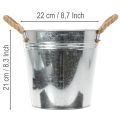 Kiiltävä metalliämpäri köysikahvoilla, Ø22cm | Floristik24.fi